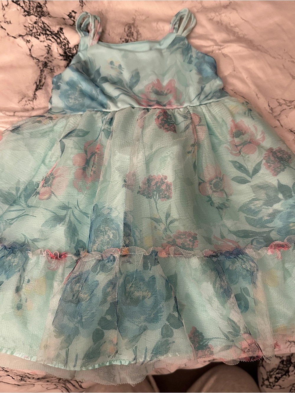 Zenzi blue and pink floral baby dress in a 3T